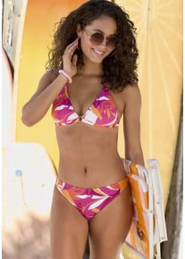 Triangel-Bikini Sunseeker "Allis", Damen, Gr. 42, Cup C/D, lila (beere, orange), Microfaser, bedruckt, Bikini-Sets Triangel-Bikini, mit 3 Tragevarianten