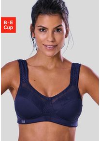 H.I.S. Sport-BH H.I.S, Damen, Gr. 80, Cup D, blau (dunkelblau), Microtouch, Obermaterial: 90% Polyester (COOLMAX), 10% Elasthan, BHs Sport-BH, ohne B&uuml;gel aus schnell trocknendem COOLMAX-Material