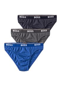 Slip BOSS, Herren, Gr. S, blau (blau, navy, anthrazit), Jersey, Obermaterial: 95% Baumwolle, 5% Elasthan, Unterhosen Slip, mit Logo Webbund