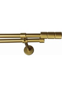 Gardinenstange Garesa "STAURA", gold (mattgoldfarben), L:310cm &Oslash;:16mm, Holzwerkstoff, Metall, Gardinenstangen, Gardinenstange, Vorhanggarnitur, verl&auml;ngerbar, Knopf mit 2 Rillen, ohne Ringe