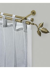 Gardinenstange Garesa "SHEET", gold (mattgoldfarben), L:200cm &Oslash;:16mm, Metall, Gardinenstangen, Gardinenstange, Vorhanggarnitur, verl&auml;ngerbar, Knopf mit Bl&auml;tter, ohne Ringe