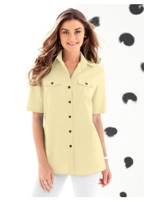 Kurzarmbluse Classic Basics, Damen, Gr. 54, gelb (vanillegelb), 65% Polyester, 35% Baumwolle, unifarben, Blusen Kurzarmbluse