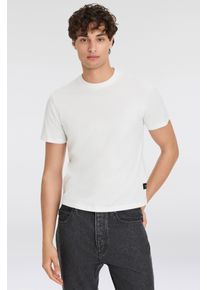 T-Shirt Replay "mit Logostickerei auf der Brust", Herren, Gr. S, wei&szlig; (natural wei&szlig;), Jersey, Obermaterial: 100% Baumwolle, unifarben, regular fit, Rundhals, Shirts T-Shirt