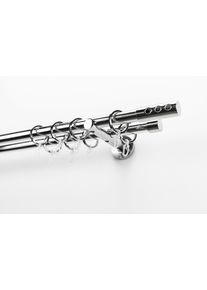 Gardinenstange Garesa "EASY", grau (chromfarben), B:64cm L:120cm &Oslash;:20mm, Aluminium, Gardinenstangen, Gardinenstange, Vorhanggarnitur, verl&auml;ngerbar, Endk. mit 3 L&ouml;cher, Alu, m. Ringe