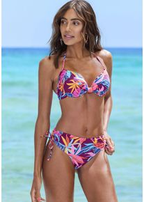 B&uuml;gel-Bikini-Top Buffalo "Soleil", Damen, Gr. 36, Cup C, bunt (berry bedruckt), Recycling-Polyamid, bedruckt, floral, Bikini-Oberteile B&uuml;gel-Bikini-Top, mit Wattierung