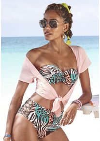 B&uuml;gel-Bandeau-Bikini-Top Venice Beach "Maia", Damen, Gr. 42, Cup E, gr&uuml;n (t&uuml;rkis, bedruckt), Microfaser, Polyamid, Bikini-Oberteile B&uuml;gel-Bandeau-Bikini-Top, mit trendigem Tierdruck