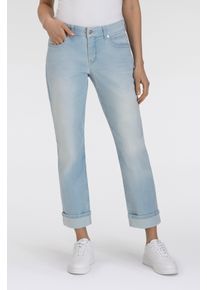 Straight-Jeans MAC "SUE relax", Damen, Gr. 34, L&auml;nge 27, blau (authentic light blau use), Web, Obermaterial: 89% Baumwolle, 8% Polyester, 3% Elasthan, unifarben, straight fit, Jeans Straight-Jeans, im Four-Pocket Style