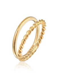 Ring-Set Elli "Ring Basic Twisted 2er Set 925 Silber" Gr. 58, gold, Fingerringe, Damen, 58, ohne Stein, Silber 925 (Sterlingsilber), Ring-Set
