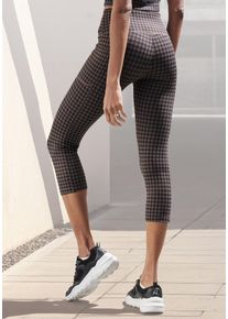 Caprileggings Lascana, Damen, Gr. M (40/42), N-Gr, braun, Obermaterial: 85% Polyester, 15% Elasthan, kariert, figurbetont kniebedeckend, Hosen Caprileggings, Sporthose im Allover-Druck