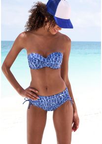 B&uuml;gel-Bandeau-Bikini-Top ELBSAND "Letra", Damen, Gr. 42, Cup C, blau, Recycling-Polyamid, bedruckt, Bikini-Oberteile B&uuml;gel-Bandeau-Bikini-Top, mit tollem Wording