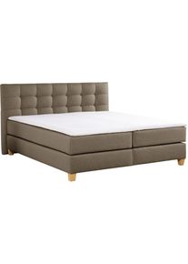 Boxspringbett Home Affaire "Moulay", braun (mittelbraun), B:194cm L:231cm, Komplettbetten, Boxspringbett, inkl. Topper, in &Uuml;berl&auml;nge 220 cm, 3 H&auml;rtegrade, auch in H4