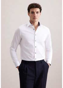 Businesshemd Seidensticker "Schwarze Rose", Herren, Gr. L (42), normale &Auml;rmell&auml;ngen, wei&szlig;, 100% Baumwolle, unifarben, slim fit, 2-Knopf-Manschette, Hemden Businesshemd, Slim 1/1 Kentkragen Uni