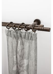 Gardinenstange Garesa "PEMPIA", braun (nussbaum), L:450cm &Oslash;:20mm, Holzwerkstoff, Metall, Gardinenstangen, Gardinenstange, Vorhanggarnitur, verl&auml;ngerbar, Knopf m.Ausschnitten, mit Ringen