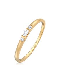 Silberring Elli Premium "Ring Topas Baguette Verlobung 375 Gelbgold" Gr. 58, gold, Fingerringe, Damen, 58, Gelbgold 375, Silberring