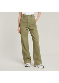 G-Star Raw Chinohose G-STAR "Deck 2.0 High Loose Chino wmn", Damen, Gr. 30, L&auml;nge 30, gr&uuml;n (ensis gr&uuml;n gd), Web, Obermaterial: 98% Baumwolle, 2% Elasthan, unifarben, loose fit normal, Hosen Chinohose, mit Paspeltaschen