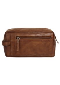 SPIKES & SPARROW Kulturbeutel SPIKES & SPARROW "TOILETRY BAG", Herren, Gr. B/H/T: 25cm x 13cm x 10cm onesize, braun (cognac), Leder, leicht gl&auml;nzend, unifarben, Taschen Kulturbeutel, echt Leder
