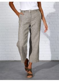 Leinenhose CREATION L PREMIUM, Damen, Gr. 50, Normalgr&ouml;&szlig;en, gr&uuml;n (khaki, wei&szlig;, meliert), 100% Leinen, meliert, unifarben, 7/8-L&auml;nge, Hosen Leinenhose