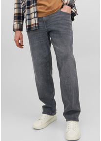 Jack & Jones PlusSize Tapered-fit-Jeans "JJIMIKE mit Abriebeffekten und funktionalen Taschen", Herren, Gr. 48, L&auml;nge 32, schwarz (schwarz denim), Denim/Jeans, Obermaterial: 68% Baumwolle, 30% Polyester, 2% Elasthan, JACK & JONES PLUSSIZE, Abriebeffekte, bequem lang, Jeans Tapered-fit-Jeans, mit Used-Optik