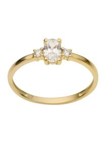 Goldring Firetti "Schmuck Geschenk Gold 333 Vorsteckring, Verlobungsring" Gr. 16, gold (gelbgoldfarben, kristallwei&szlig;), Fingerringe, Damen, 16, Gelbgold 333, 2mm, Goldring, mit Zirkonia (synth.)