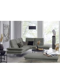 Ecksofa W.Schillig "broadway, Designsofa, mit tollem Sitzkomfort, L-Form", grau (grau s37), B:284cm H:94cm T:224cm, Stoff S37 (100% Polyester): Luxus-Microfaser in Lederoptik, Sofas, Ecksofa, Sitztiefenverstellung, Kopfteil- & Seitenteilverstellung, Breite 284cm
