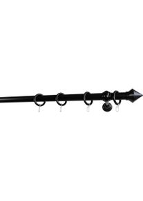 Gardinenstange Garesa "Palmi", schwarz, L:100cm &Oslash;:28mm, Holzwerkstoff, Kunststoff, Gardinenstangen, Gardinenstange, Vorhanggarnitur, Kunststoff, verl&auml;ngerbar, mit Ringe/2 Lauf Gleiter