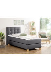 Boxspringbett Home Affaire "Moulay", grau (anthrazit), B:104cm L:211cm, Komplettbetten, Boxspringbett, inkl. Topper, in 3 H&auml;rtegraden, TFK auch in H&auml;rtegrad 4
