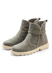 Stiefelette Vivance "Boots, Stiefel", Damen, Gr. 35, Textil, grau, Obermaterial: 100% Lederimitat. Decksohle: 100% Textilmaterial. Futter: 100% Textilmaterial. Laufsohle: 100% Synthetik, Strukturmuster, unifarben, Basic, Schuhe Stiefelette, mit raffinierten Bindeb&auml;ndern VEGAN, Topseller