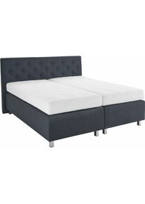 Boxspringbett, grau (anthrazit), B:214cm L:210cm, Bezug Unterbox und Kopfteil: Strukturstoff (77% Polyester und 23% Viskose);Bezug Obermatratze 100% Polyester, Westfalia Schlafkomfort, Komplettbetten, Boxspringbett, in diversen Ausf&uuml;hrungen