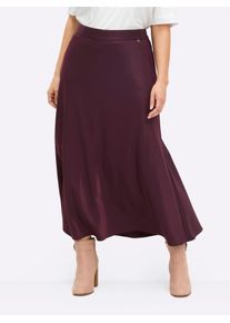 Faltenrock sheego, Damen, Gr. 52, lila (burgund), 74% Viskose, 26% Polyester, unifarben, lang, R&ouml;cke Faltenrock