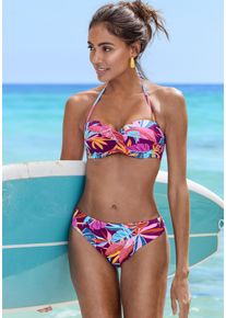 B&uuml;gel-Bandeau-Bikini-Top Buffalo "Soleil", Damen, Gr. 40, Cup B, bunt (berry bedruckt), Recycling-Polyamid, bedruckt, floral, Bikini-Oberteile B&uuml;gel-Bandeau-Bikini-Top, mit gedrehter Optik