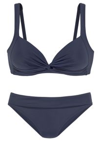 Triangel-Bikini Lascana, Damen, Gr. 32, Cup A, blau (marine), Polyamid, unifarben, Bikini-Sets Triangel-Bikini, in Bralette-Form
