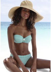 B&uuml;gel-Bandeau-Bikini JETTE, Damen, Gr. 40, Cup C, gr&uuml;n (gr&uuml;n, wei&szlig;), Polyamid, bedruckt, Bikini-Sets B&uuml;gel-Bandeau-Bikini, mit Zier-Accessoires