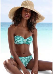 B&uuml;gel-Bandeau-Bikini JETTE, Damen, Gr. 36, Cup D, gr&uuml;n (gr&uuml;n, wei&szlig;), Polyamid, bedruckt, Bikini-Sets B&uuml;gel-Bandeau-Bikini, mit Zier-Accessoires