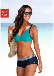 B&uuml;gel-Bikini s.Oliver, Damen, Gr. 36, Cup E, bunt (marine, t&uuml;rkis), Polyamid, gestreift, unifarben, Bikini-Sets B&uuml;gel-Bikini, im Farbmix