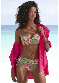 B&uuml;gel-Bandeau-Bikini-Top Lascana "Malia", Damen, Gr. 42, Cup C, rosa (salbei, pink bedruckt), Microfaser, Microfaser, Polyamid, bedruckt, floral, Bikini-Oberteile B&uuml;gel-Bandeau-Bikini-Top, mit tropischem Print