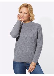 Strickpullover Classic Basics "Pullover", Damen, Gr. 48, grau (steingrau, meliert), 75% Polyacryl, 19% Polyamid, 6% Polyester, meliert, Pullover Strickpullover