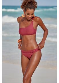 Bustier-Bikini-Top s.Oliver "Rome", Damen, Gr. 38, Cup A/B, rot (rostrot), Microfaser, Polyamid, unifarben, Bikini-Oberteile Bustier-Bikini-Top, mit One-Shoulder-Form