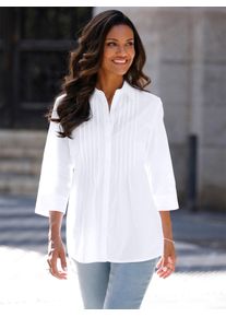 Longbluse Classic Basics, Damen, Gr. 46, wei&szlig;, 100% Baumwolle, unifarben, Blusen Longbluse