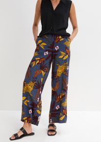 Marlene-Hose bonprix "Marlenehose aus reiner Viskose", Damen, Gr. 38, N-Gr, grau (dunkelgrau bedruckt), Obermaterial: 100% Viskose, loose fit, Hosen Marlene-Hose, aus Viskose, Loose Fit, weiter Beinverlauf, eleganter Stil