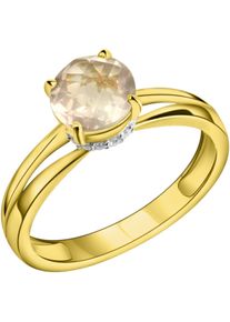 Goldring Firetti "Schmuck Geschenk Gold 375 Fingerring Ring" Gr. 62, rosa (gelbgoldfarben, wei&szlig;goldfarben, rosa, kristallwei&szlig;), Fingerringe, Damen, 62, Gelbgold 375, 3mm, Goldring, mit Rosenquarz, Zirkonia (synth.)