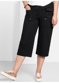 3/4-Hose sheego, Damen, Gr. 54, Normalgr&ouml;&szlig;en, schwarz, 97% Baumwolle, 3% Elasthan, unifarben, Hosen 3/4-Hose