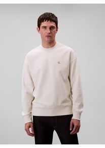 Sweatshirt Calvin Klein Jeans "PRMM TRRY MNGRM CN S", Herren, Gr. XL, grau (tofu), Sweatware, Obermaterial: 86% Baumwolle, 14% Polyester, unifarben, regular fit normal, Rundhals, eingesetzt Rippb&uuml;ndchen, Sweatshirts Sweatshirt, Mit Rundhalsausschnitt