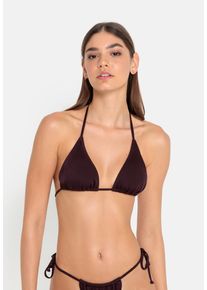 Triangel-Bikini-Top LSCN BY LASCANA "Nele", Damen, Gr. 36, Cup C/D, lila (aubergine), Polyamid, leicht gl&auml;nzend, unifarben, Bikini-Oberteile Triangel-Bikini-Top, mit gl&auml;nzender Beschichtung