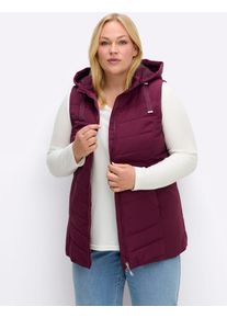 Steppweste sheego, Damen, Gr. 48, burgund, 100% Polyester, Wattierung:100% Polyester, unifarben, Westen Steppweste