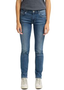 Slim-fit-Jeans Mustang "Rebecca", Damen, Gr. 34, L&auml;nge 30, blau (medium bleach), Denim/Jeans, Obermaterial: 75% Baumwolle, 23% Polyester, 2% Elasthan, lang, Jeans Slim-fit-Jeans