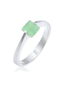Silberring Elli Premium "Ring Jade Gr&uuml;n Dreieck klassik 925 Silber vergoldet" Gr. 60, silber, Fingerringe, Damen, 60, Silber 925 (Sterlingsilber), Silberring
