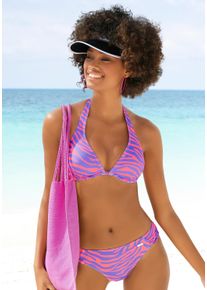 B&uuml;gel-Bikini-Top Venice Beach "Fjella", Damen, Gr. 44, Cup B, bunt (violett, koralle), Microfaser, Polyamid, Bikini-Oberteile B&uuml;gel-Bikini-Top, in zweifarbiger Animal-Optik