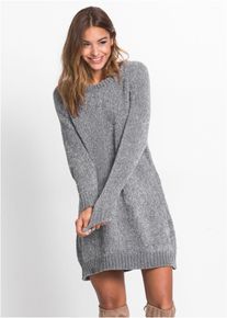 Strickkleid bonprix, Damen, Gr. 40/42 (M), N-Gr, grau, Obermaterial: 100% Polyester, loose fit, Kleider Strickkleid, f&uuml;r den Alltag, aus Polyester, lockere Passform