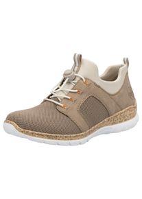 Slip-On Sneaker Rieker, Damen, Gr. 37, braun (camelfarben, creme), Nubuklederimitat, Textil, Schuhe Slip-On Sneaker, Schlupfschuh, Halbschuh, Slipper, Freizeitschuh mit Elastikeinstieg
