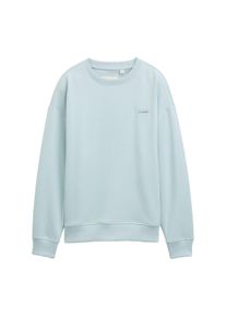 Sweater Tom Tailor, Jungen, Gr. 152, blau (ice blau), Sweatware, Obermaterial: 60% Baumwolle, 40% Polyester, unifarben, oversize h&uuml;ftbedeckend, Rundhals, B&uuml;ndchen, Sweatshirts Sweater, mit Badge